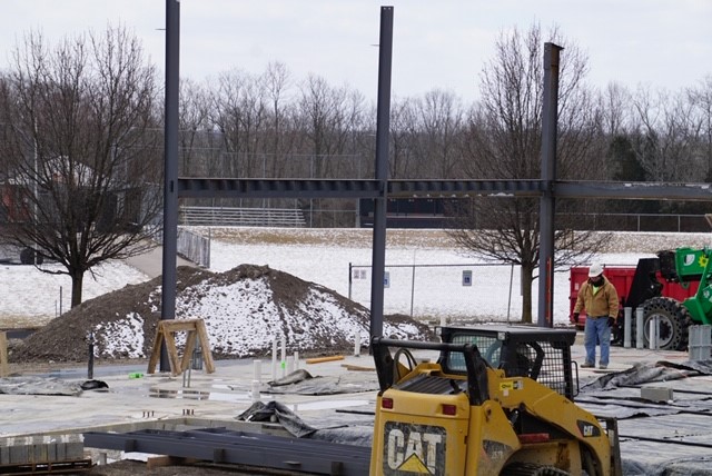 vertical beams of a new building